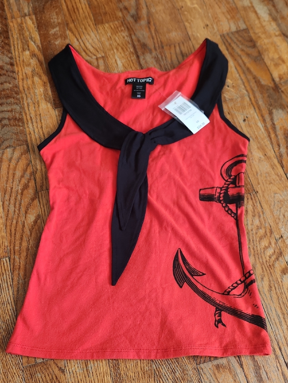 Hot Topic Red Tank Top with Black Sailor Tie